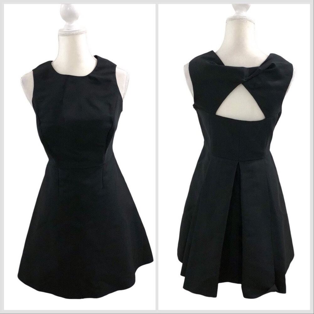 Coast Couture Open Back Bustle Fit and Flare LBD Black Dress